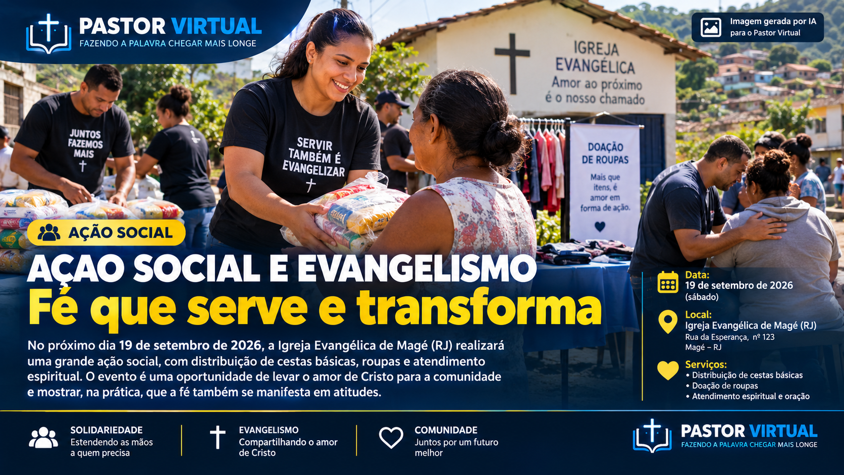 Fé que serve: ação social une evangelismo, solidariedade e cuidado com a comunidade